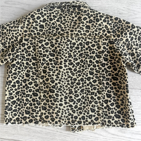 Coffee Talk girls Cheetah print raw hem jeans jacket 5T - Picture 4 of 5